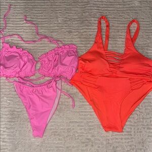 Pink and Orange Bikini Set